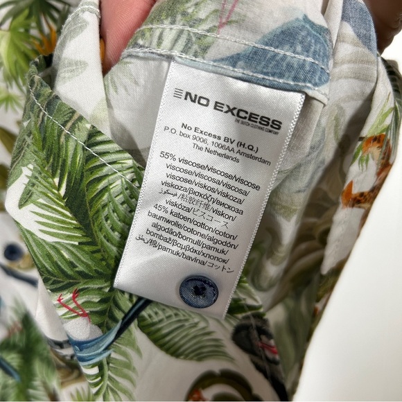No Excess Palm Tropical Tiger Print Short Sleeve Button Up Shirt Large - Picture 5 of 6